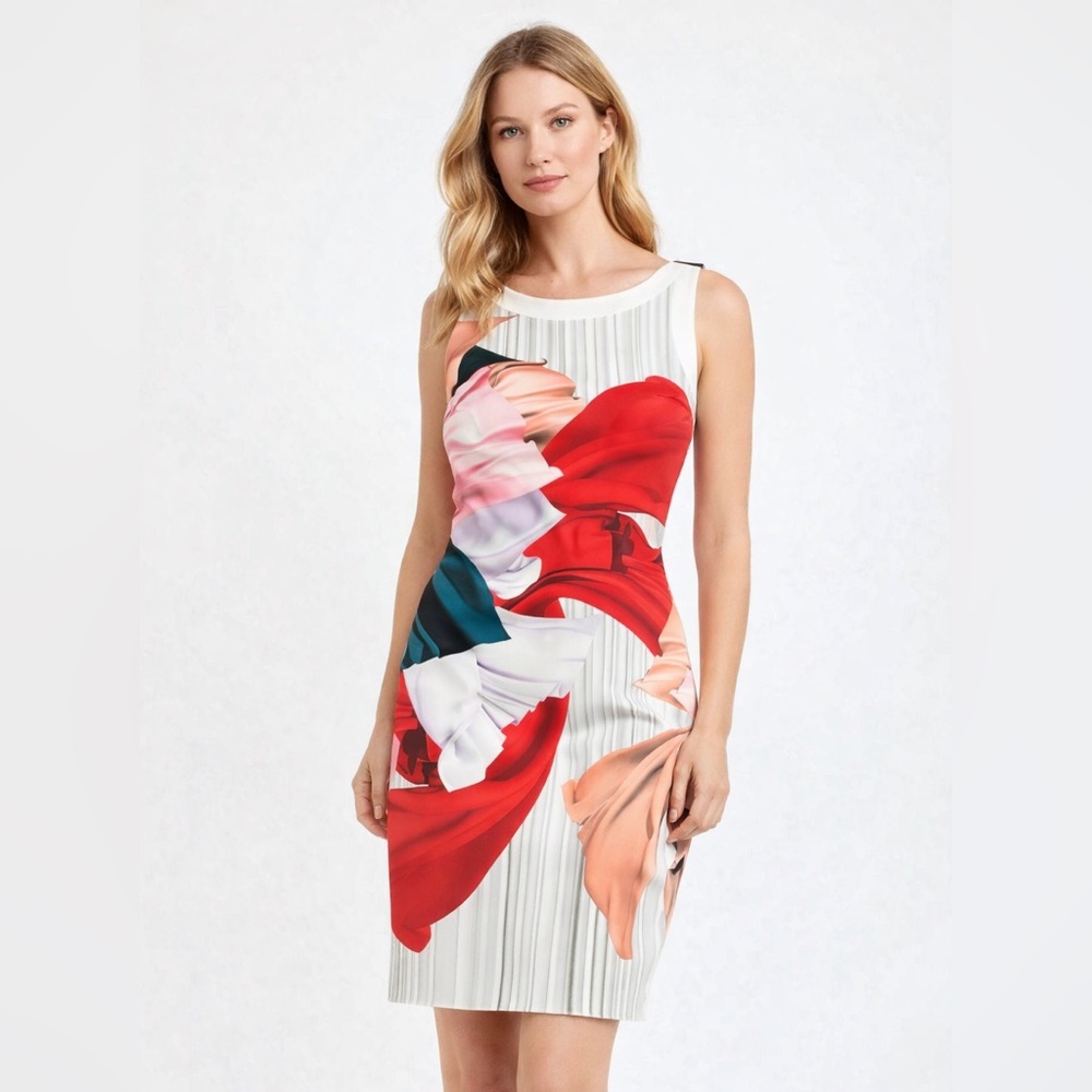 Clover Canyon "Dancing Silk" Floral Cut‎ Out Back Dress.